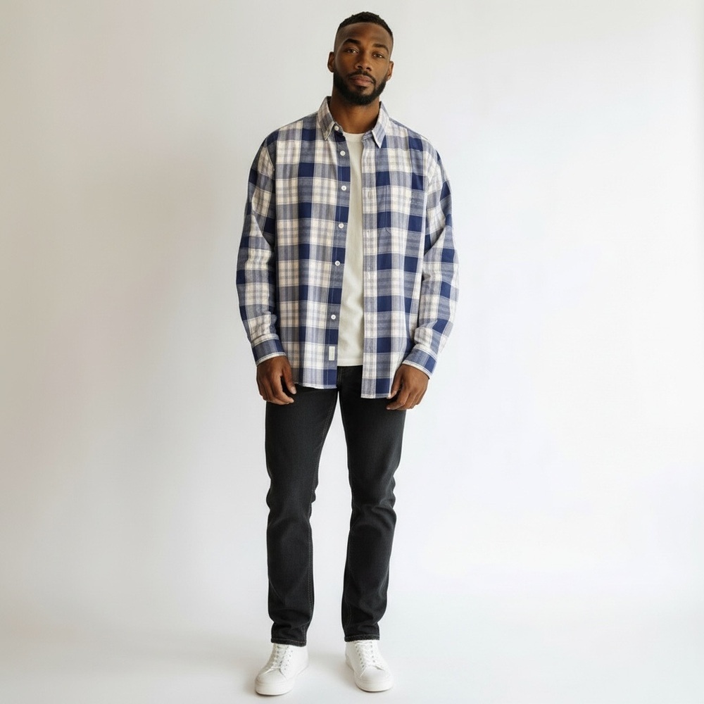 Bixby Nomad Lavender  Plaid Button Down Shirt XL